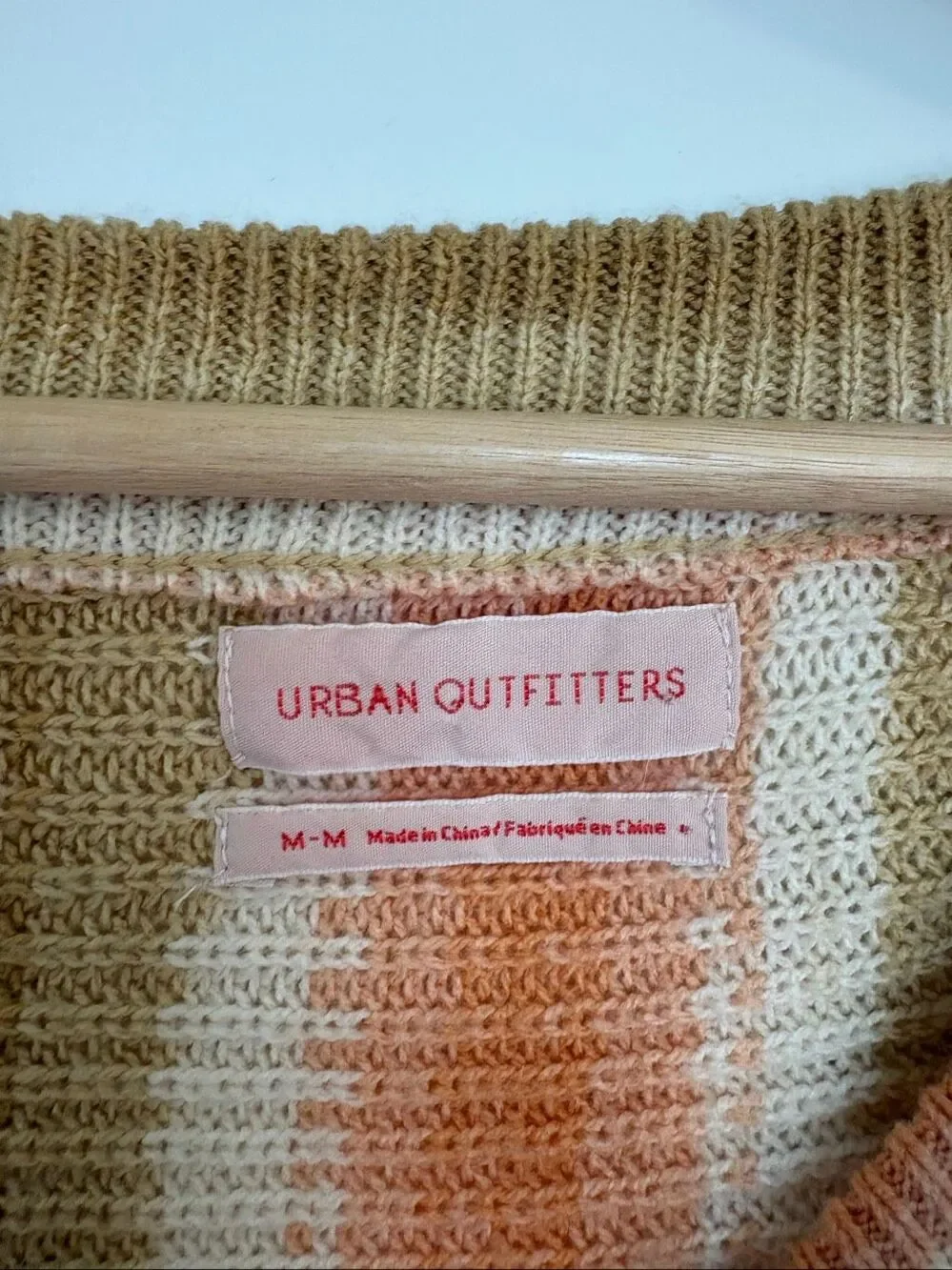 Urban Outfitters Peach & Cream Striped Cropped Sweater Size Medium